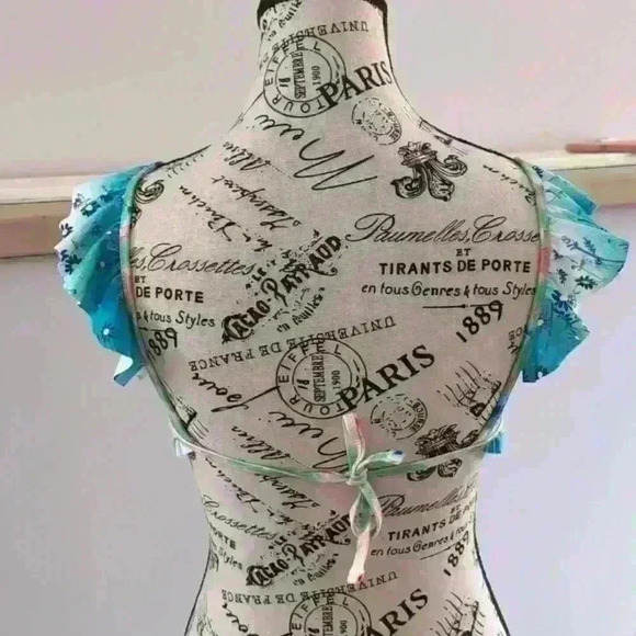 AERIE | Women's Tie  Dye Floral Scoop Neck Ruffled Bikini Top - Picture 4 of 4